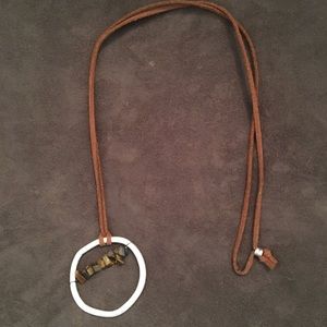 Suede / metal and bead necklace